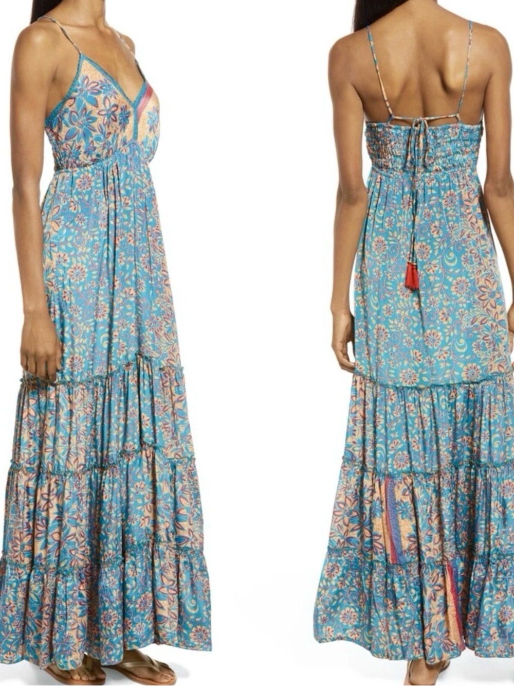 RAGA  Turquoise Tiered Maxi Dress